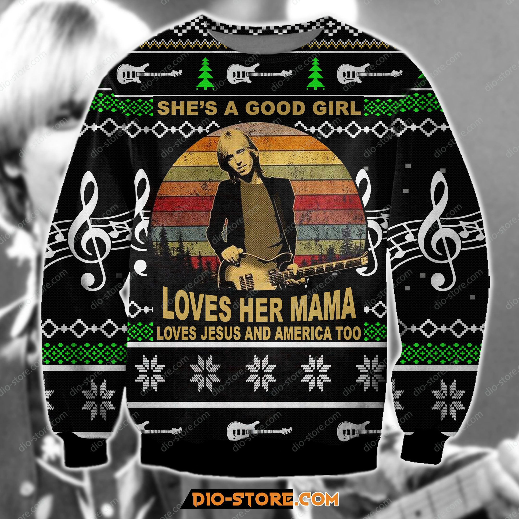 Tom Petty Ugly Christmas Sweater Adult 3D Funny Matching for family