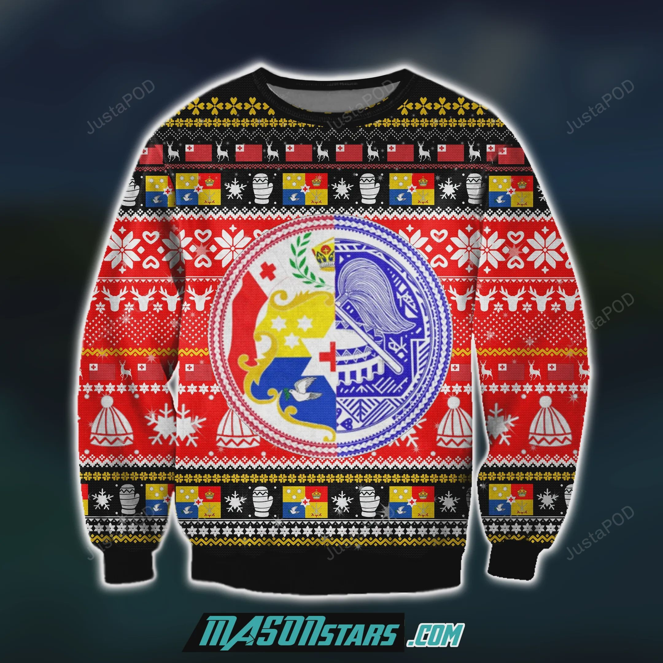 Tonga 3D Print Knitting Pattern Ugly Christmas Sweater Adult 3D Funny Matching for family