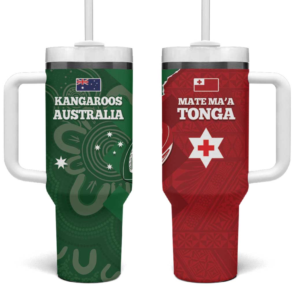Tonga And Australia Rugby Mate Maa Tongan Ngatu Mix Kangaroos Aboriginal Custom Stanley Cup 40 oz 30 oz Tumbler With HandleTVC2301347