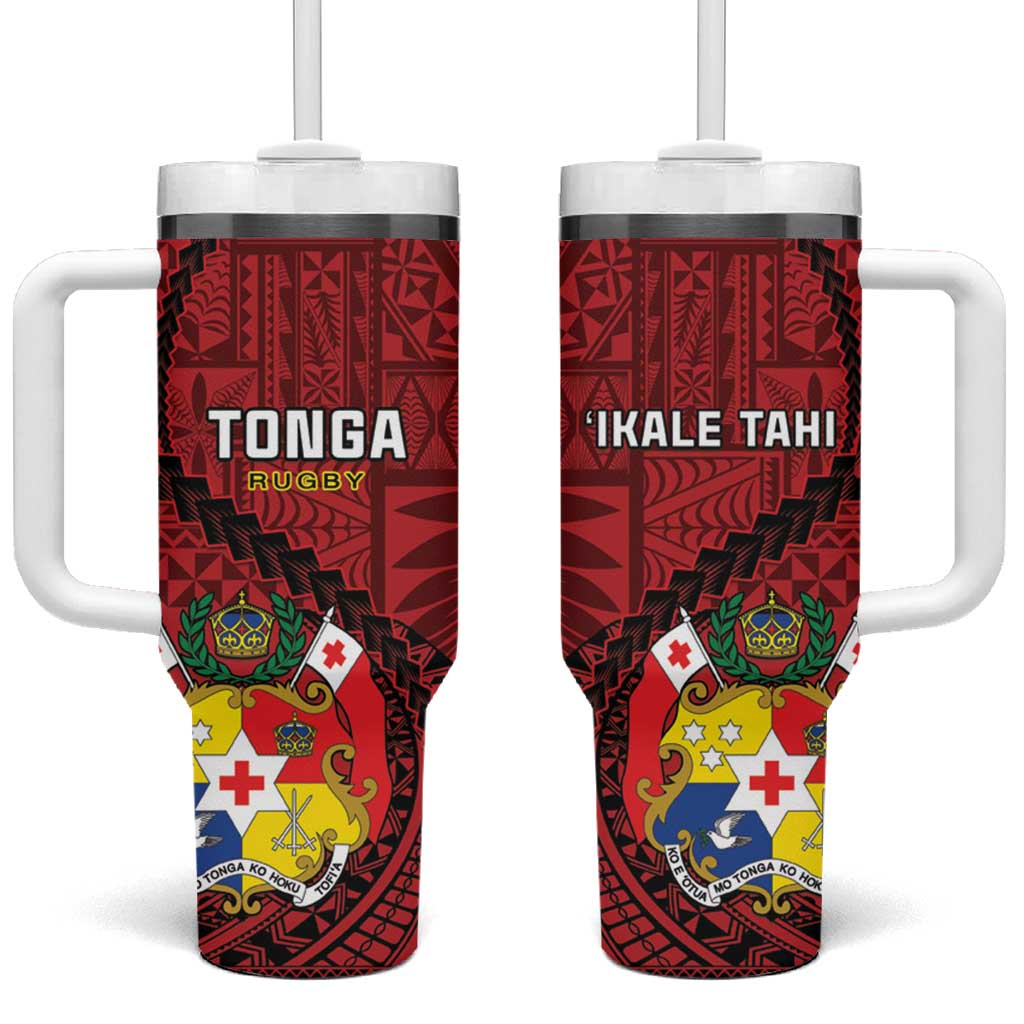 Tonga Rugby Tongan Ngatu Black Custom Stanley Cup 40 oz 30 oz Tumbler With HandleTVC2301374