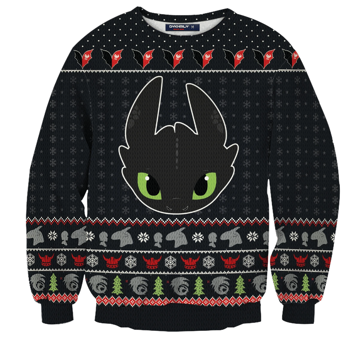 Toothless Ugly Christmas Sweater Adult 3D Funny Matching for family