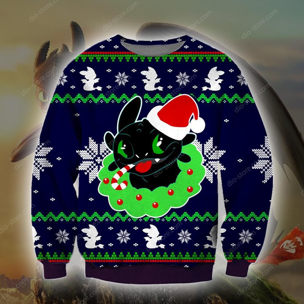 Toothless Ugly Christmas Sweater Adult 3D Funny Matching for family