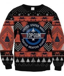 Top Gun United States Navy Ugly Christmas Sweater Adult 3D Funny Matching for family
