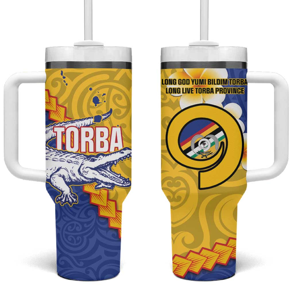 Torba Province Vanuatu Crocodile With Plumeria Flag Color Custom Stanley Cup 40 oz 30 oz Tumbler With HandleTVC2301378