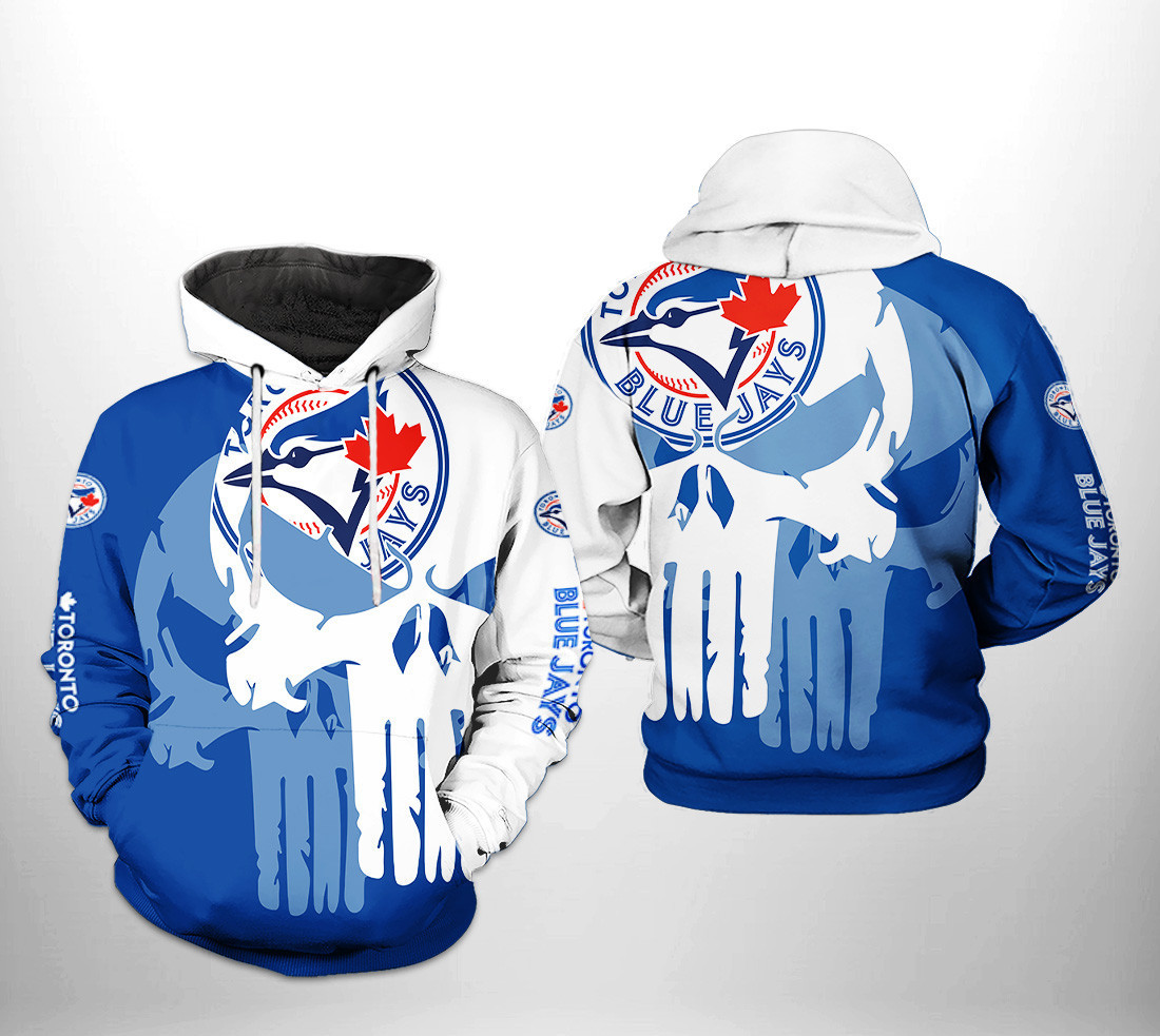 Toronto Blue Jays MLB Team Skull 3D All Over Print Hoodie, Zip Hoodie
