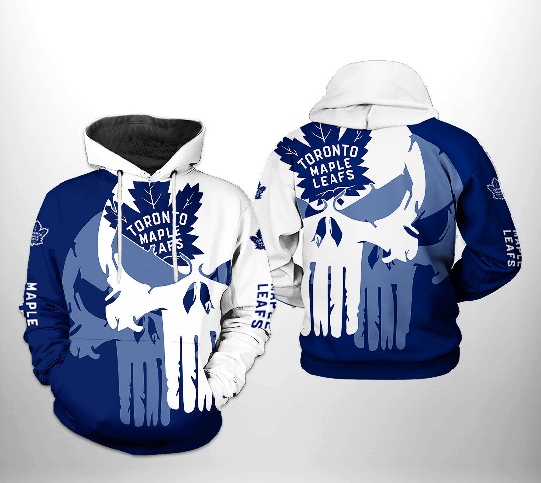 Toronto Maple Leafs NHL Team Skull 3D All Over Print Hoodie, Zip Hoodie