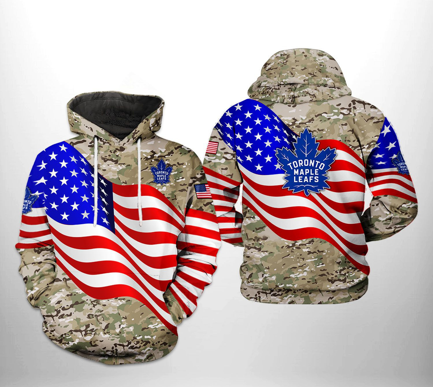 Toronto Maple Leafs NHL US FLag Camo Veteran 3D All Over Print Hoodie, Zip Hoodie