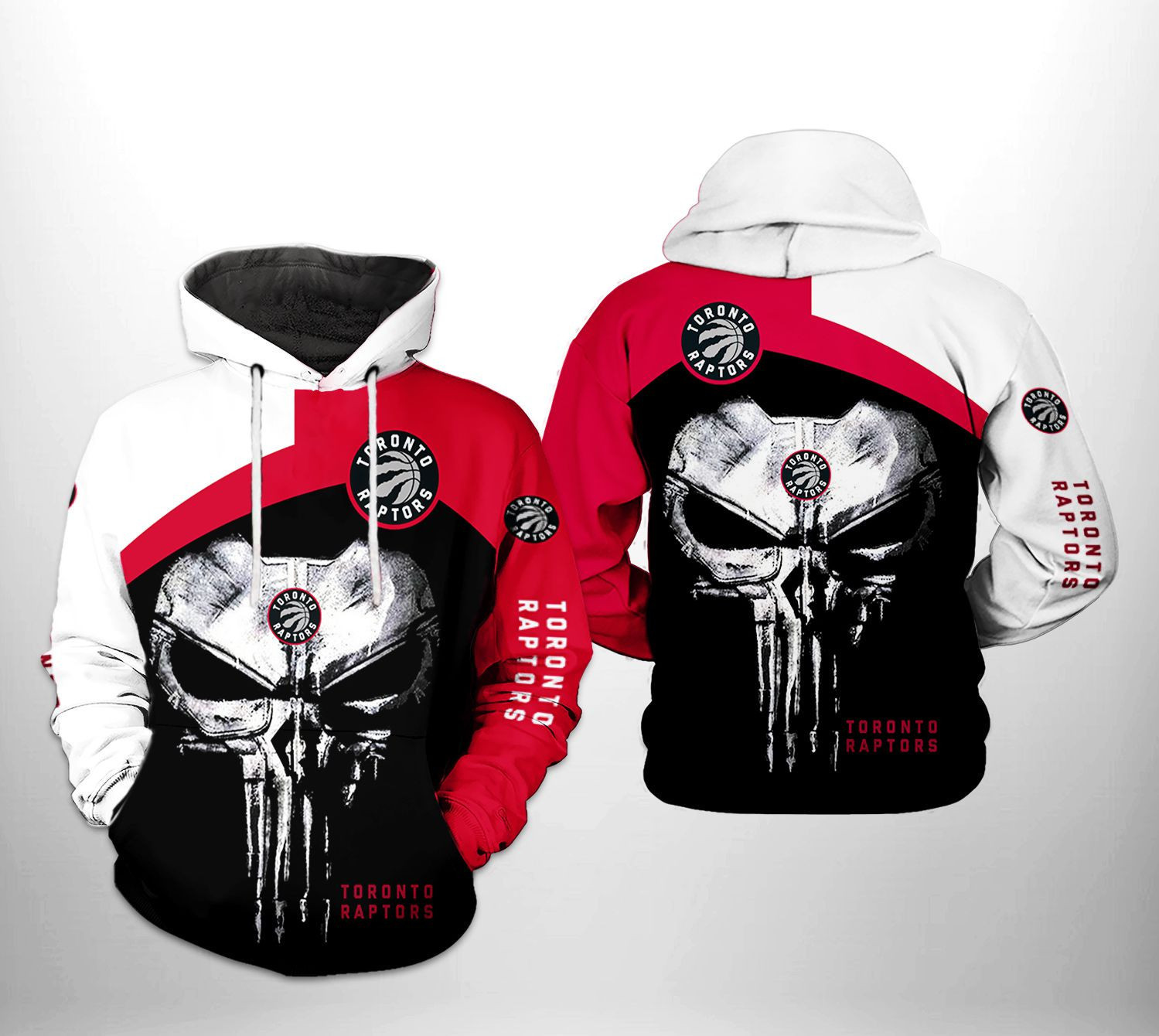 Toronto Raptors NBA Skull Punisher Team 3D All Over Print Hoodie, Zip Hoodie