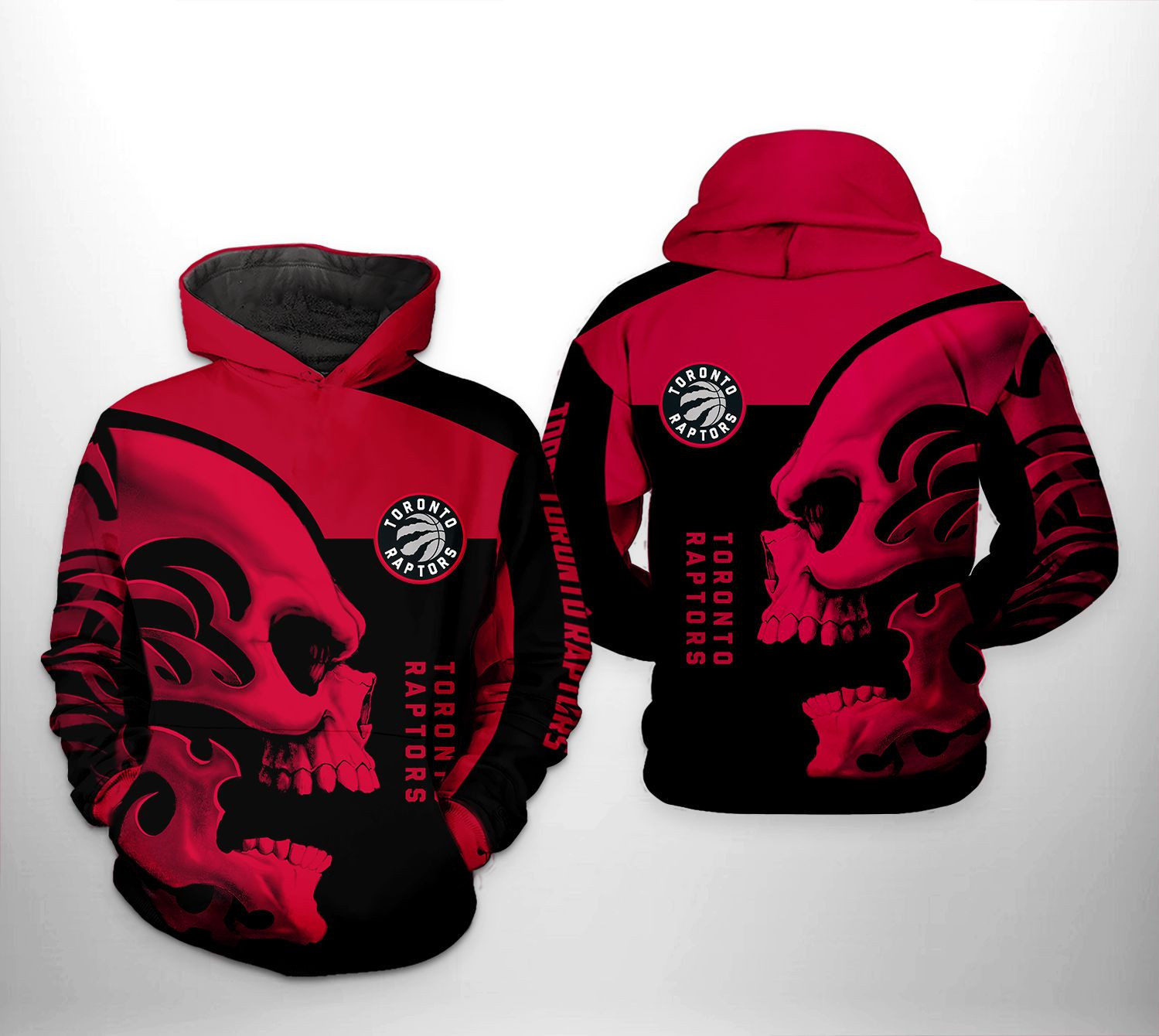 Toronto Raptors NBA Skull Team 3D All Over Print Hoodie, Zip Hoodie