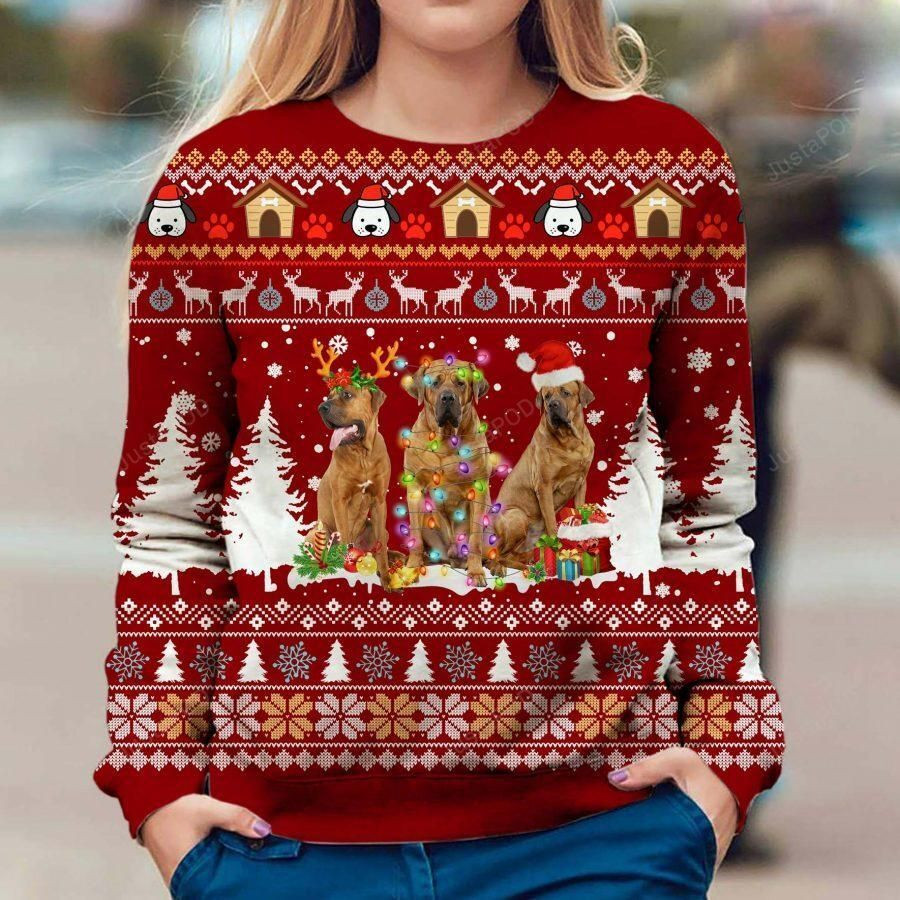 Tosa Dog Ugly Christmas Sweater Adult 3D Funny Matching for family