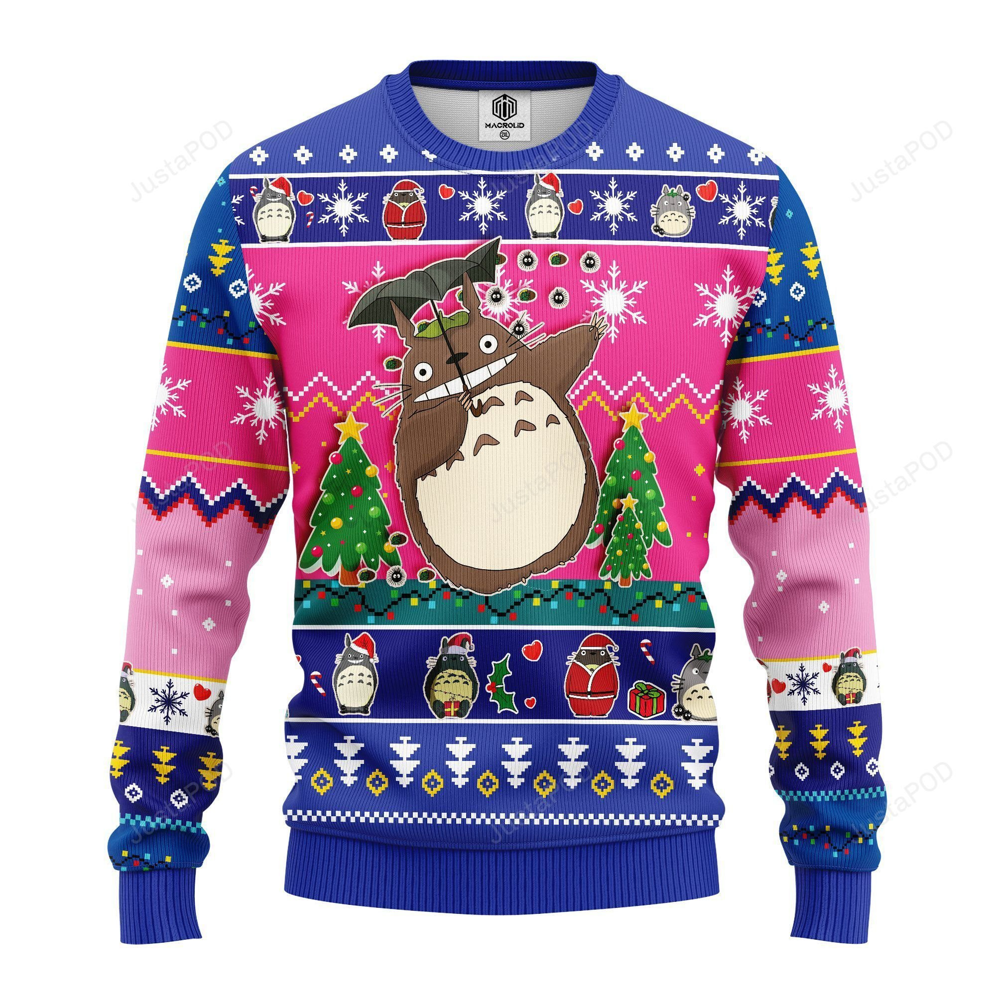 Totoro Ghibli Studio Ugly Christmas Sweater Adult 3D Funny Matching for family