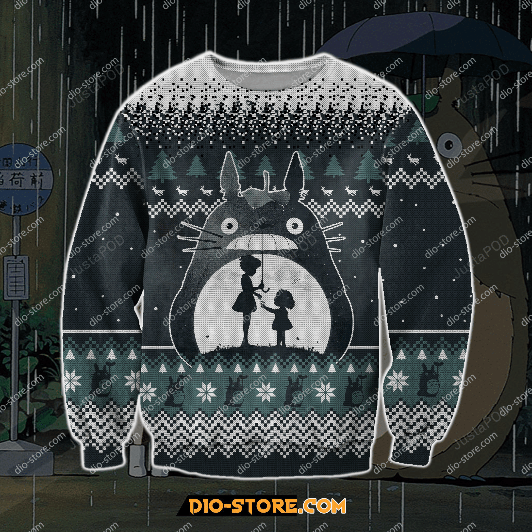 Totoro Spirited Away Ugly Christmas Sweater Adult 3D Funny Matching for family