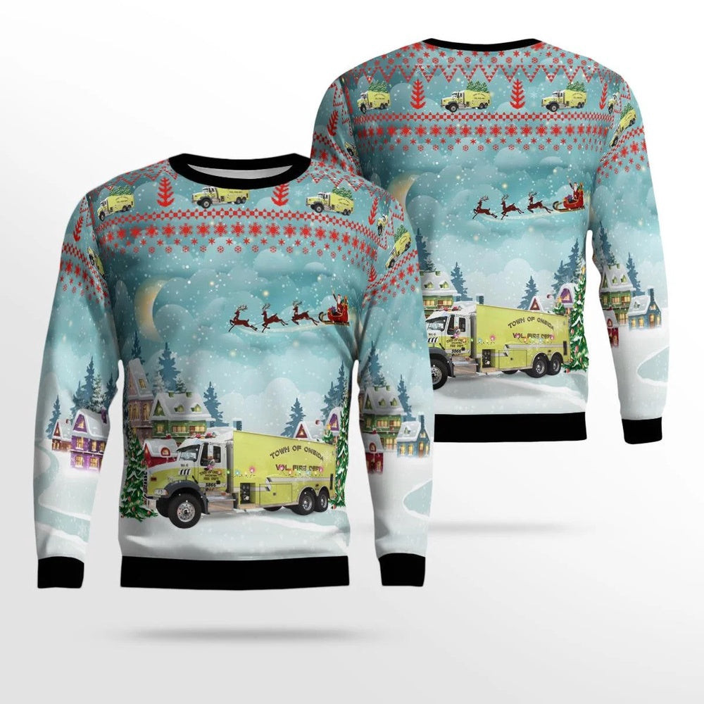 Town of Oneida Volunteer Fire Department Oneida Wisconsin Christmas AOP Ugly Sweater Unisex Christmas Gift
