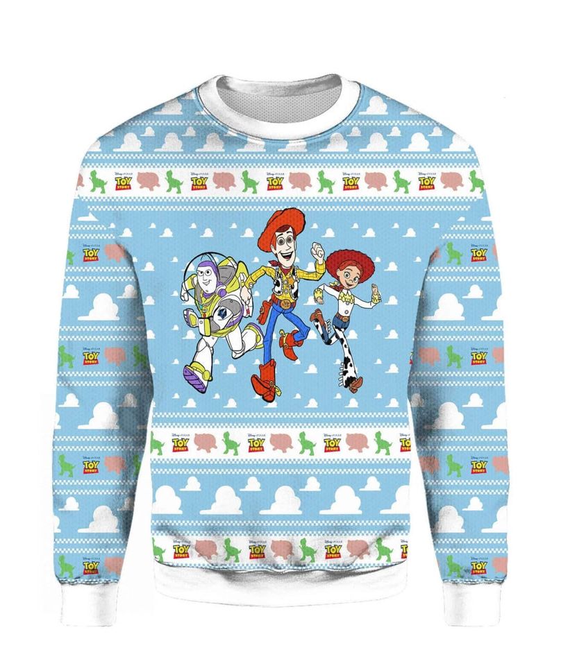 Toy Movie Light Blue Ugly Christmas 3D Sweater