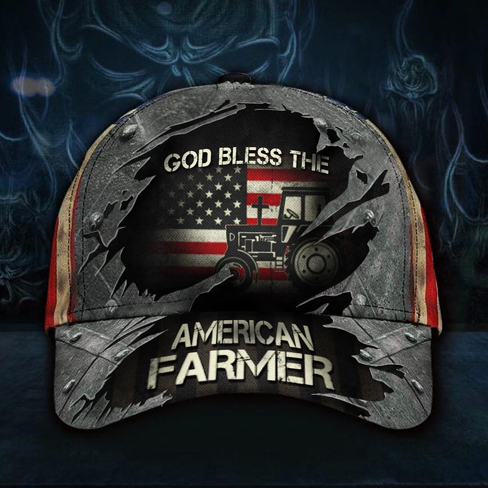 Tractor God Jesus Bless The American Farmer Us Flag Hat Vintage Caps Best Gifts For Farmers Hat Classic Cap Trucker Hats Custom Hats Gifts For Men & Women