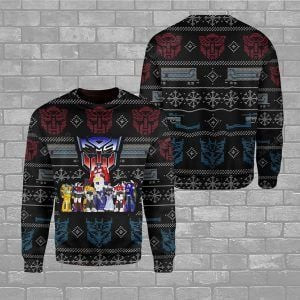 Transformers Robot Movies Ugly Christmas Sweater Adult 3D Funny Matching for family