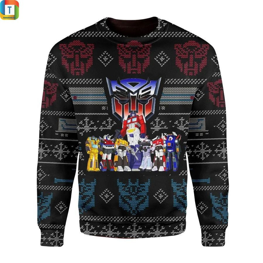 Transformers Robot Movies Ugly Christmas Sweater Adult 3D Funny Matching for family