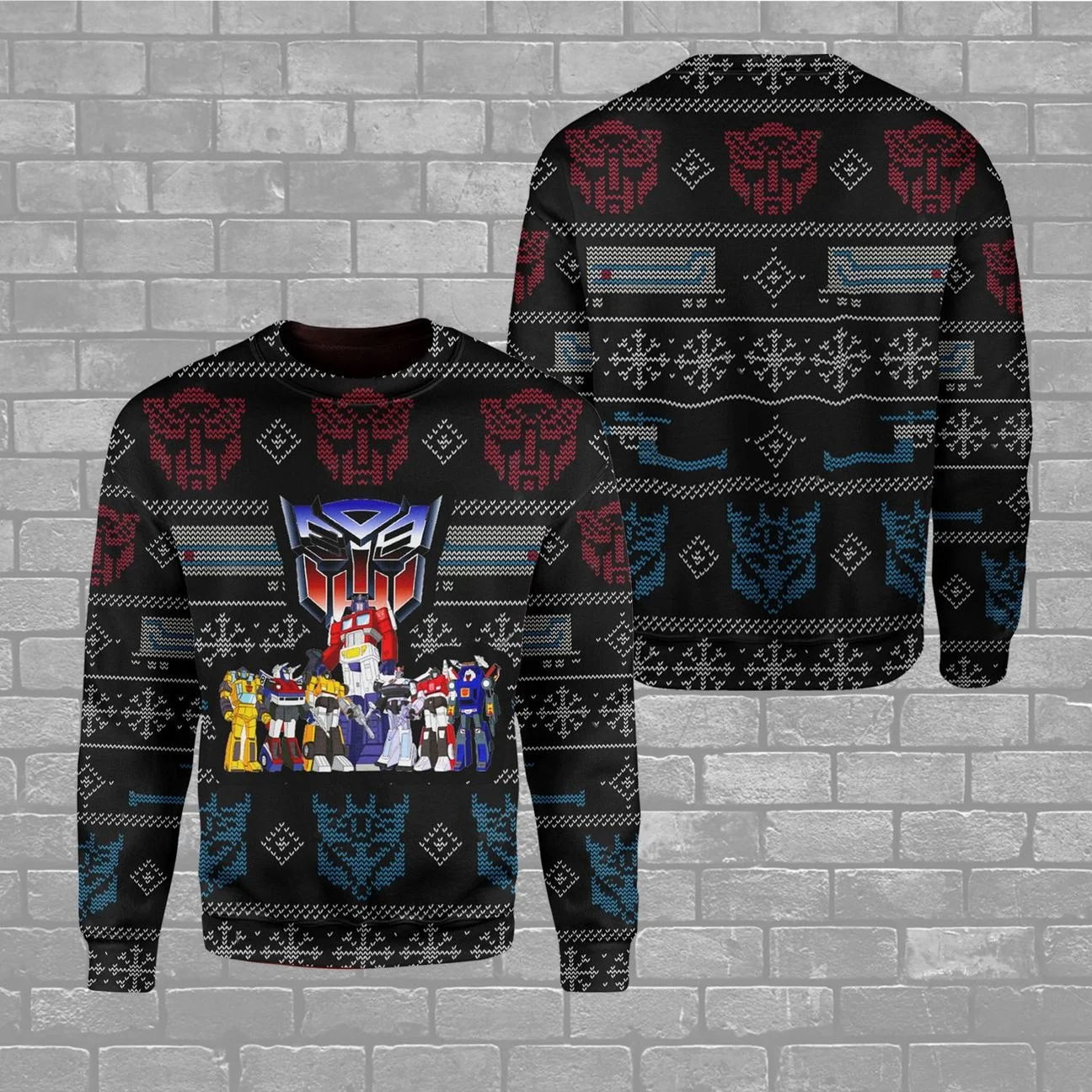 Transformers Robot Movies Ugly Christmas Sweater Mens Christmas Crewneck Xmas Sweater Apparel - Image 2