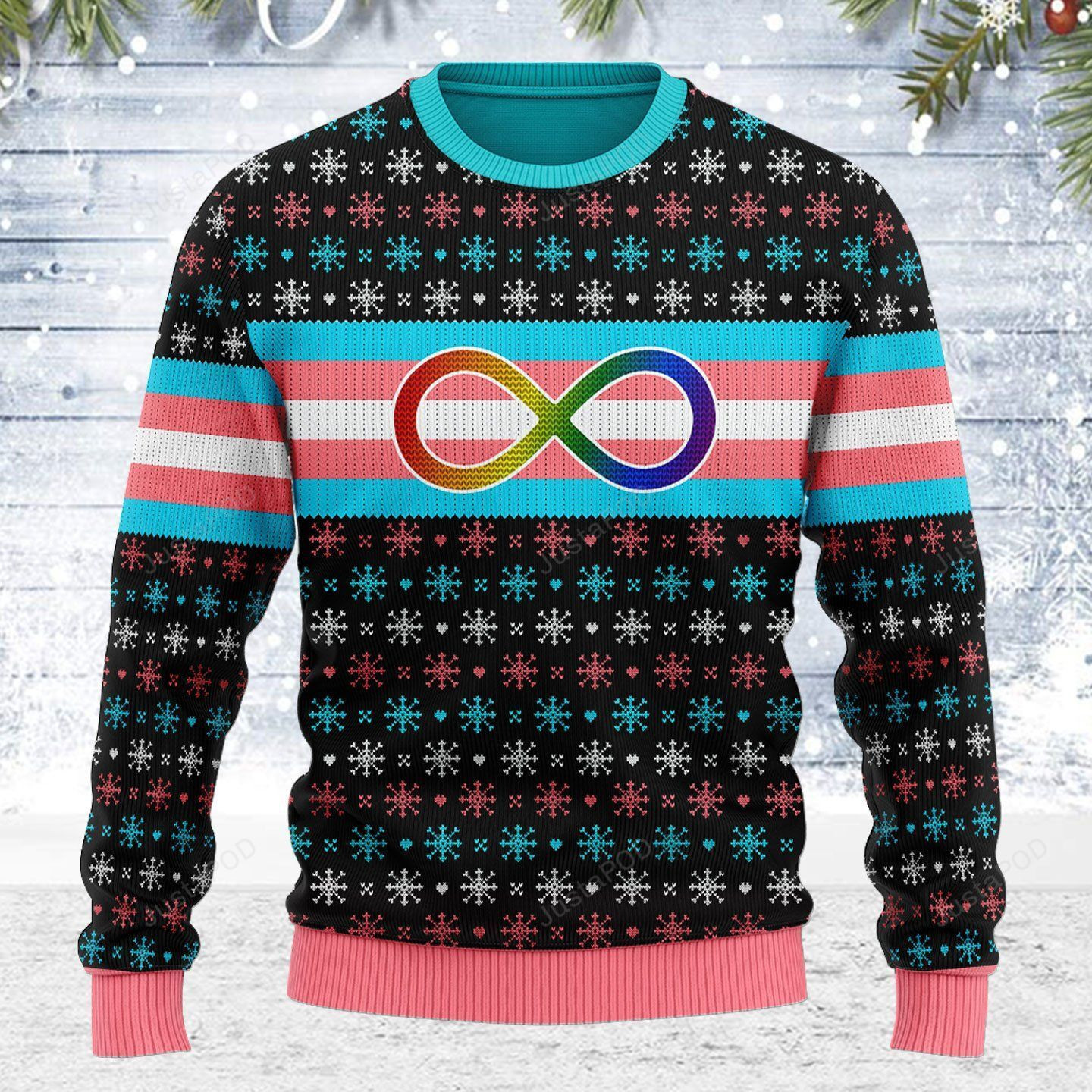 Transgender Autistic Flag Ugly Christmas Sweater Adult 3D Funny Matching for family