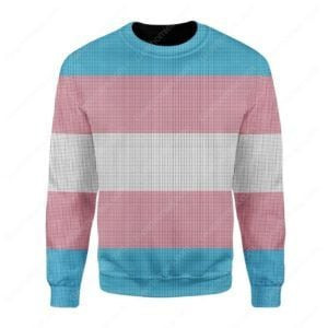 Transgender Flag For Unisex Ugly Christmas Sweater Adult 3D Funny Matching for family