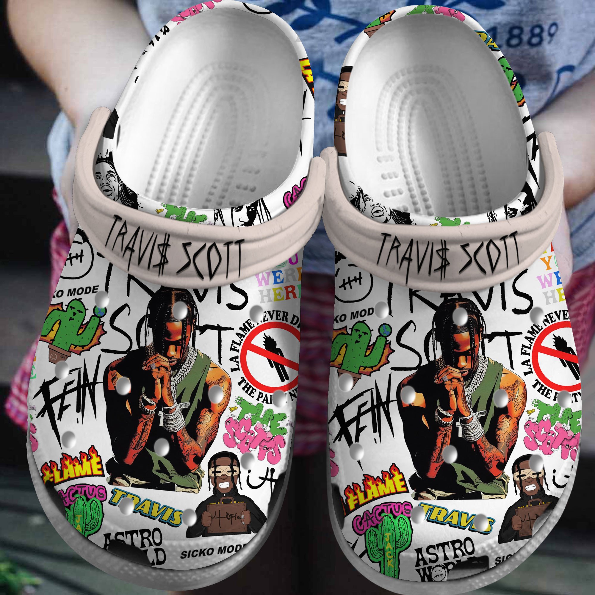 Travis Scott Music Crocs Crocband Clogs Shoes Comfortable For Men Women and Kids