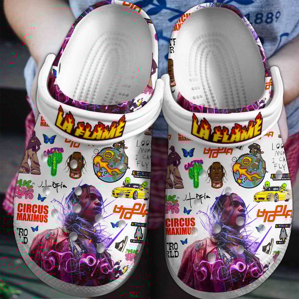 Travis Scott Music Crocs Crocband Clogs Shoes Comfortable For Men Women and Kids