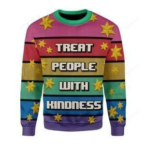 Treat People With Kindness Ugly Christmas Sweater Adult 3D Funny Matching for family