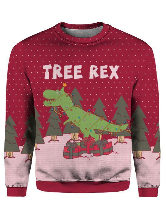 Tree Rex Christmas Ugly Christmas Sweater Adult 3D Funny Matching for family