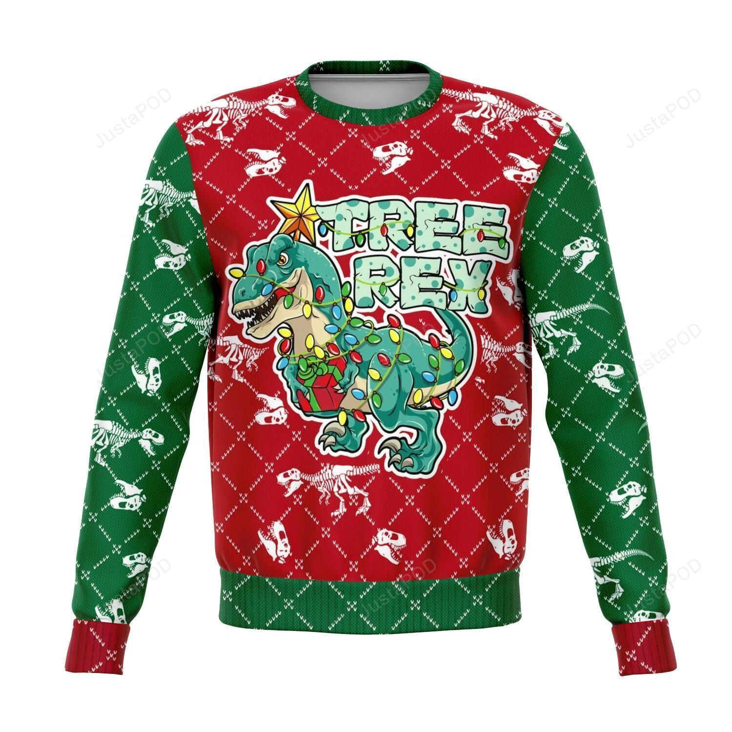 Tree Rex T-Rex Dinosaur Ugly Christmas Sweater Adult 3D Funny Matching for family