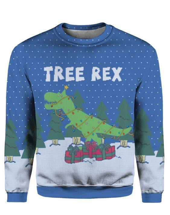 Tree Rex Ugly Christmas Sweater Adult 3D Funny Matching for family