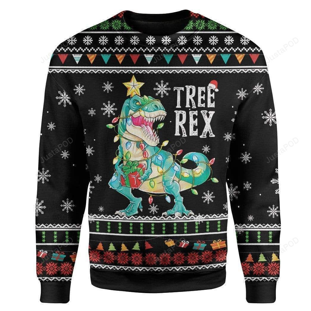 Tree Rex Ugly Christmas Sweater Adult 3D Funny Matching for family
