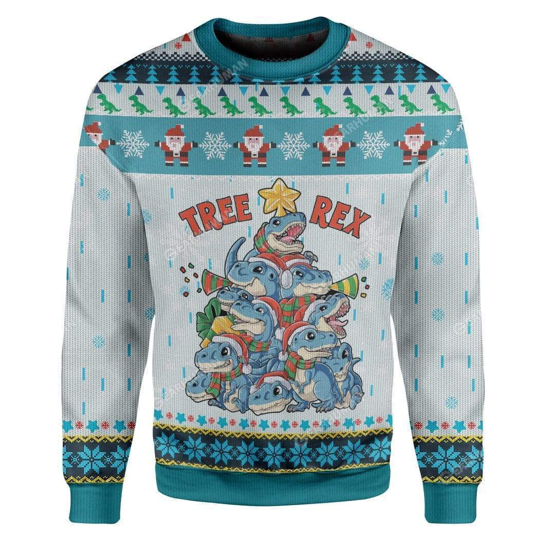 Tree Rex Ugly Christmas Sweater Adult 3D Funny Matching for family