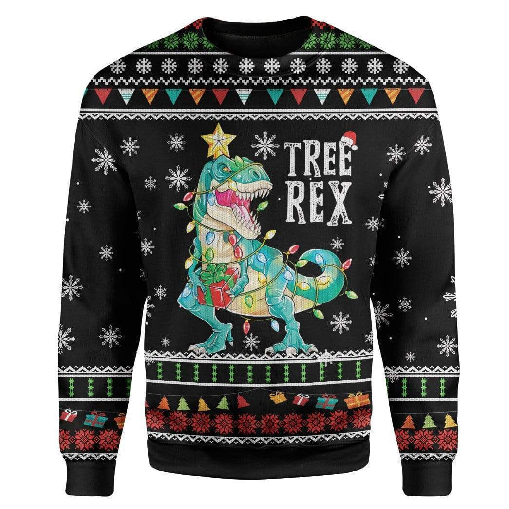 Tree Rex Ugly Christmas Sweater Adult 3D Funny Matching for family