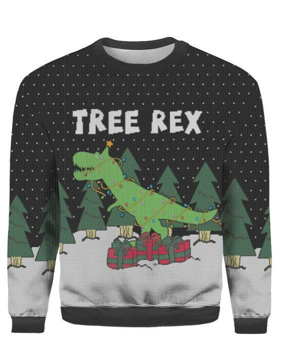 Tree Rex Ugly Christmas Sweater Adult 3D Funny Matching for family