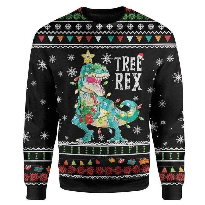 Tree Rex Ugly Christmas Sweater Adult 3D Funny Matching for family