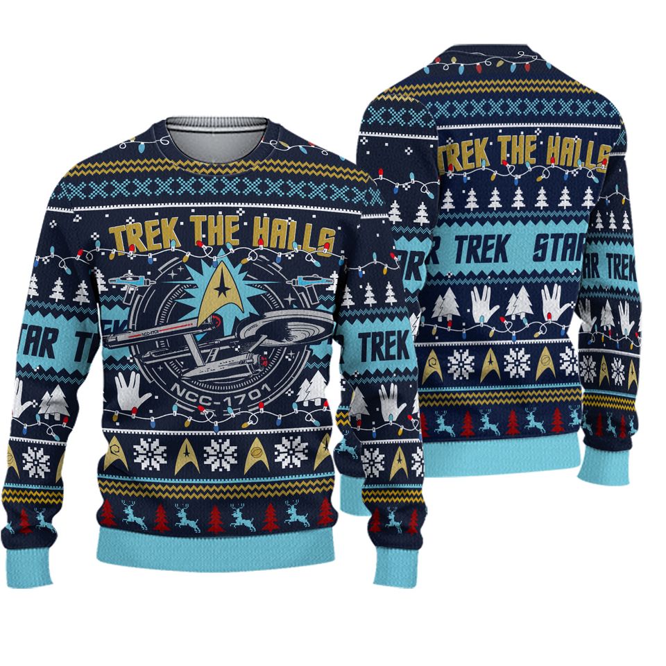 Trek The Halls 3D Print All Over Christmas 3D Sweater