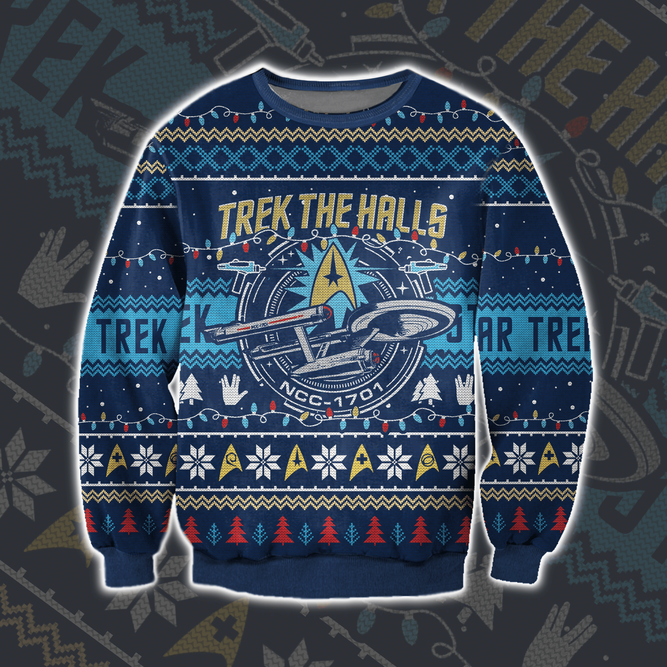 Trek The Halls 3D Print Ugly Christmas Sweater Adult 3D Funny Matching for family