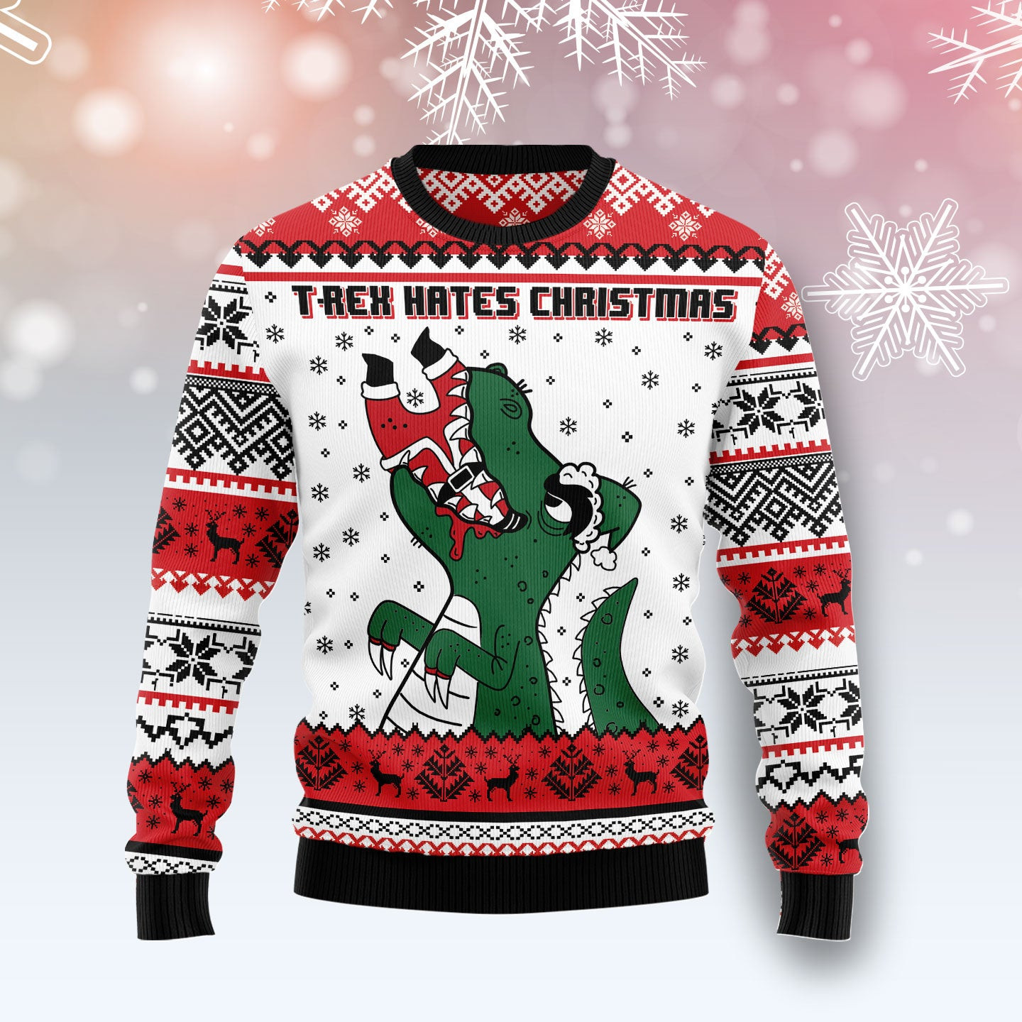 TRex Hates Christmas Ugly Christmas Sweater