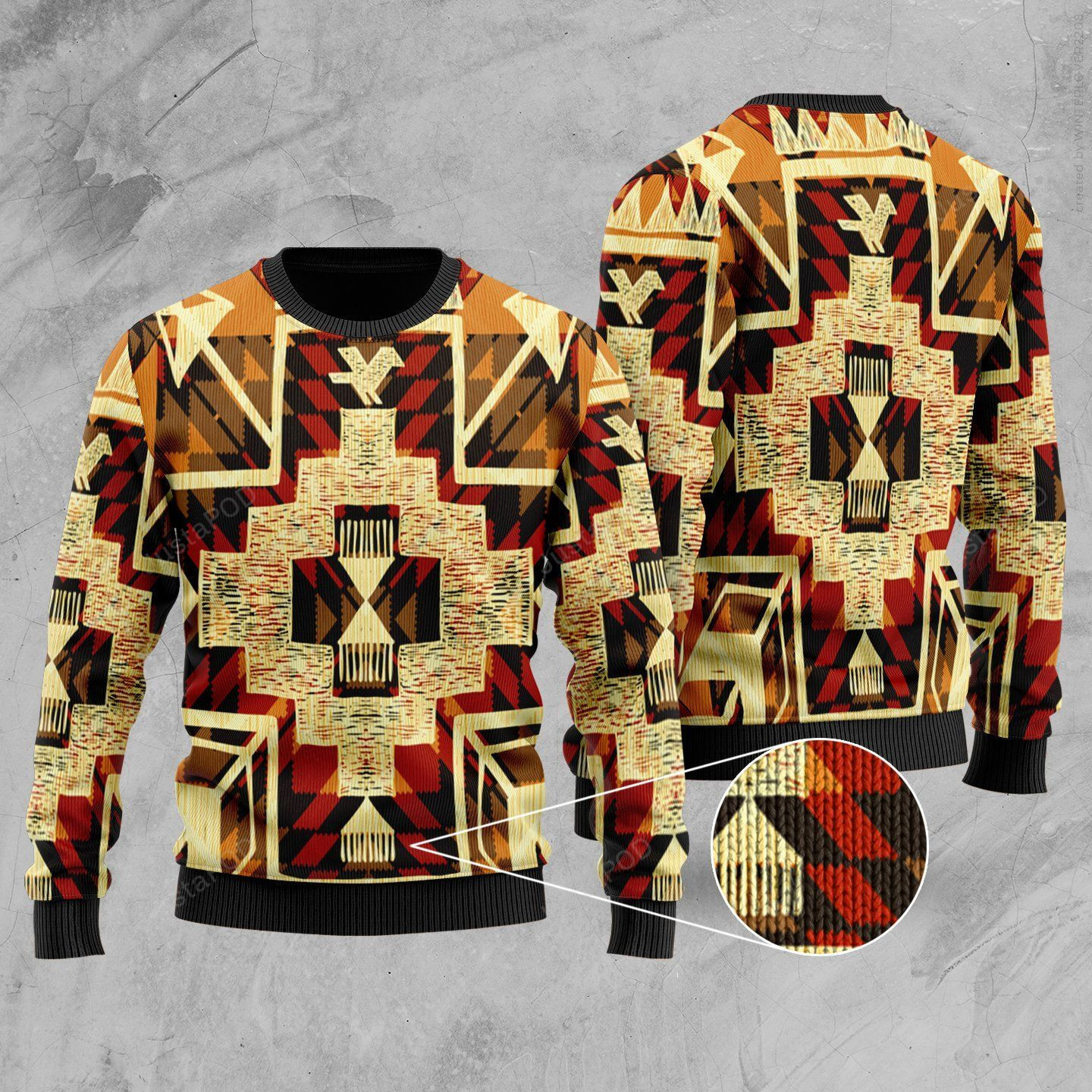 Tribal Yellow Arrow Ugly Christmas Sweater Adult 3D Funny Matching for family