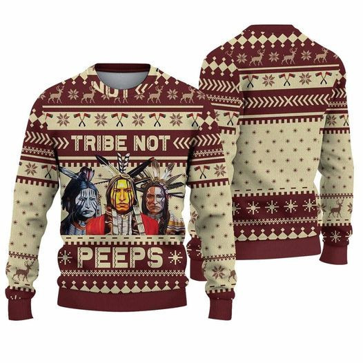Tribe Not Peeps Native American Ugly Christmas Sweater Apparel Native American Clothing - Image 2