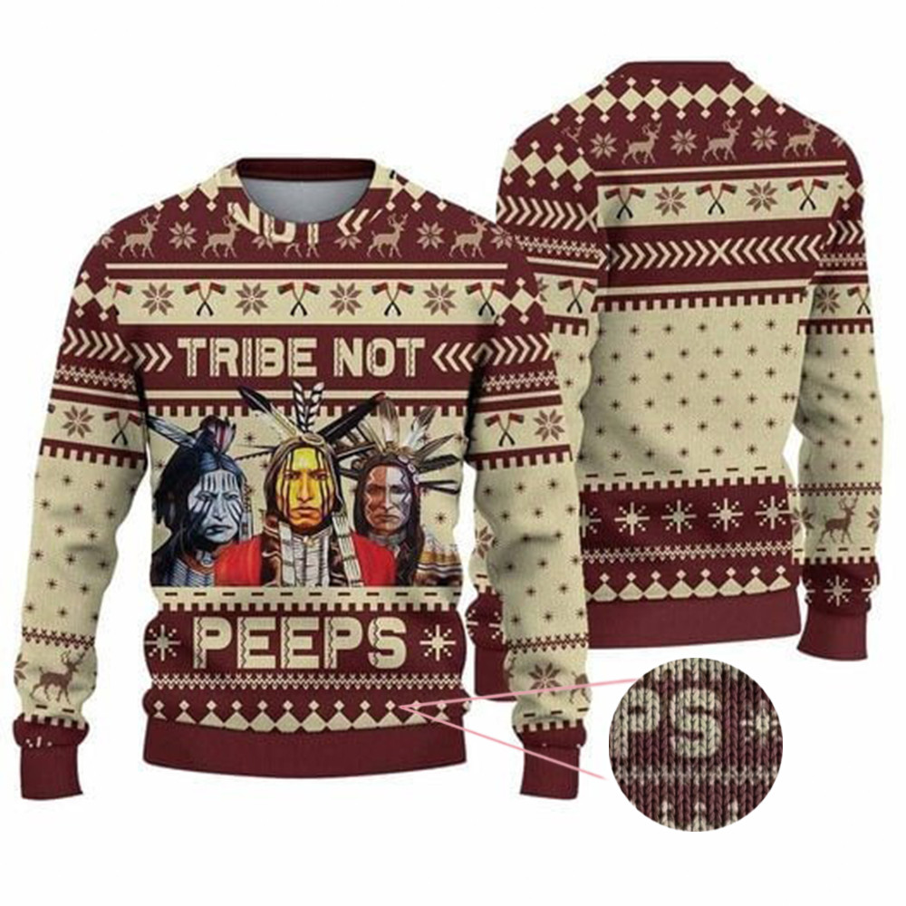 Tribe Not Peeps Native American Ugly Christmas Sweater Apparel Native American Clothing - Image 3