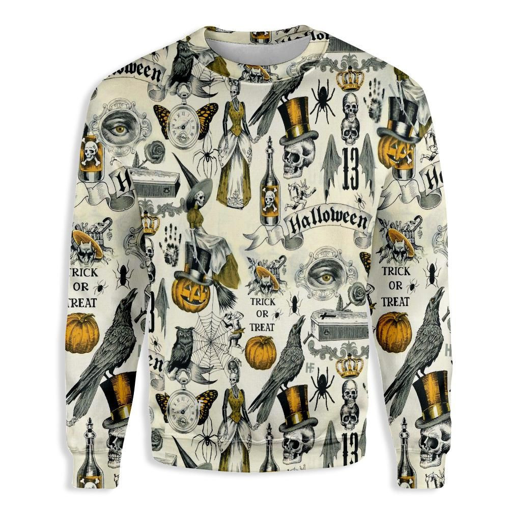 Trickery Halloween Ugly Christmas Sweater Adult 3D Funny Matching for family