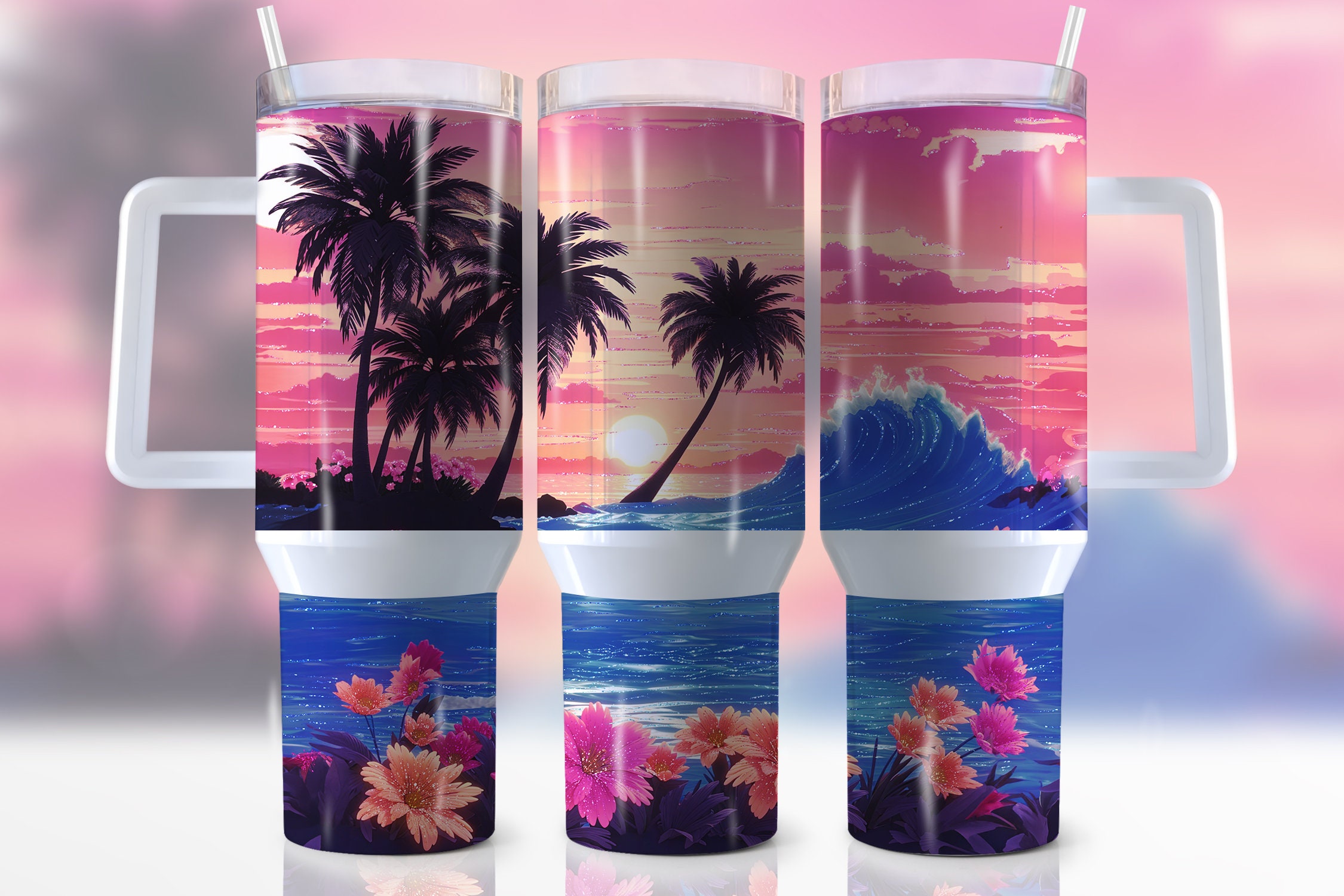 Tropical Beach Sunset Custom Stanley Cup 40 oz 30 oz Tumbler With HandleTVC2301945