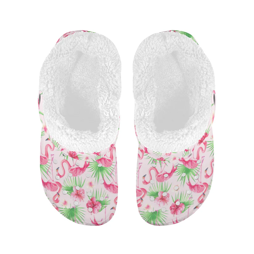 Tropical Flamingo Crocs Crocband Fleece Lined Clogs Shoes Comfortable For Men Women and Kids In Winter