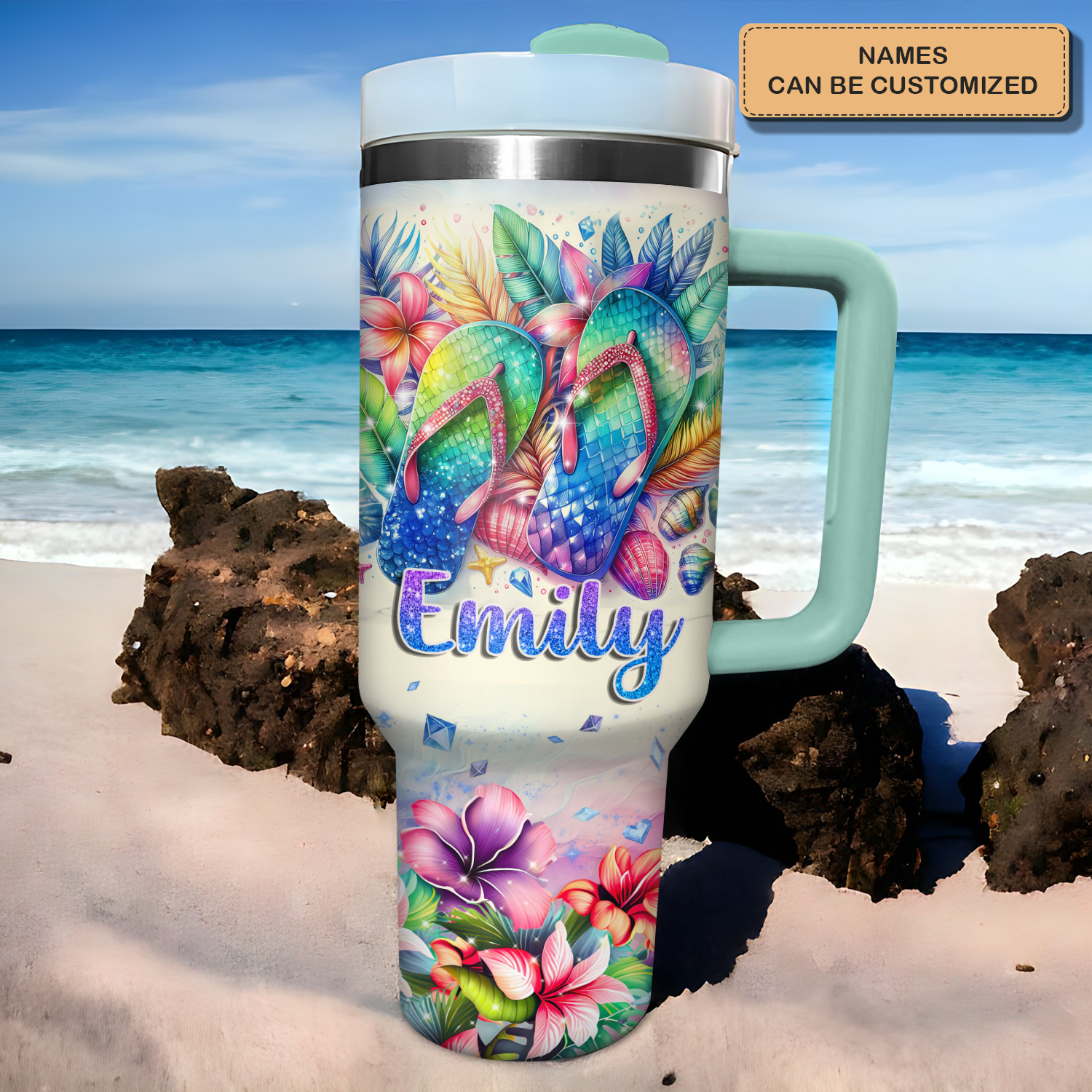 Tropical Flip Flops Custom Stanley Cup 40 oz 30 oz Tumbler With HandleTVC2301724