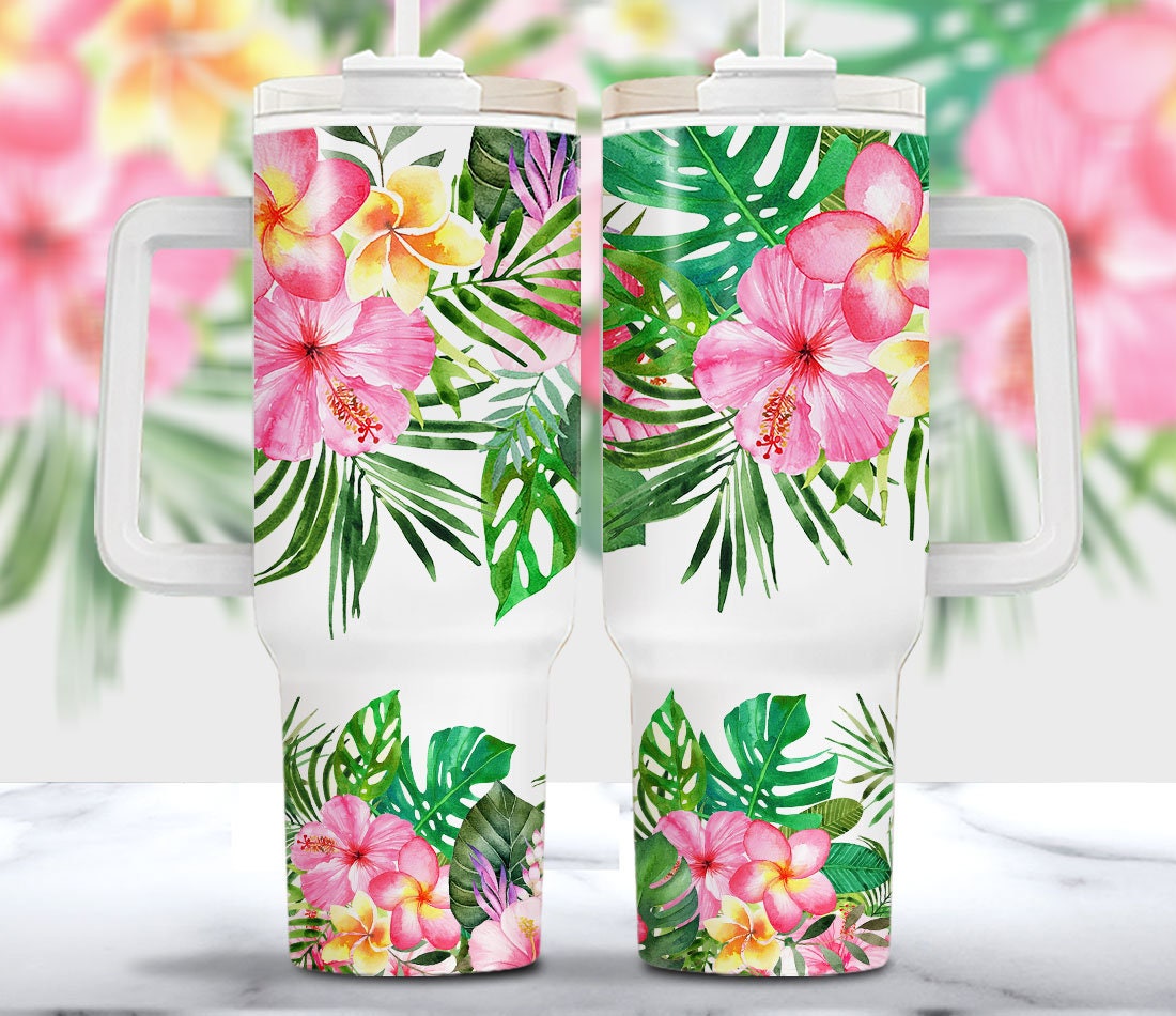 Tropical Floral Custom Stanley Cup 40 oz 30 oz Tumbler With HandleTVC2301958