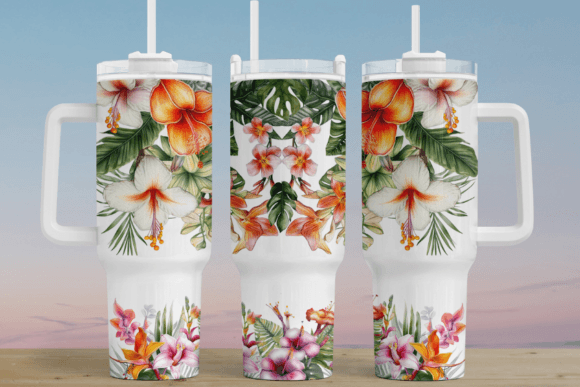 Tropical Flowers Custom Stanley Cup 40 oz 30 oz Tumbler With HandleTVC2301750
