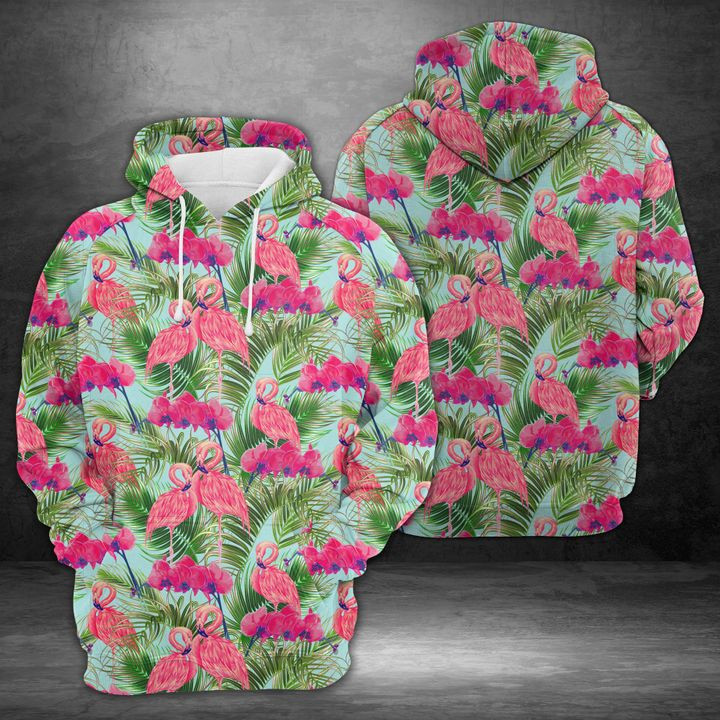 Tropical Pink Flamingos 3D All Over Print Hoodie, Zip Hoodie