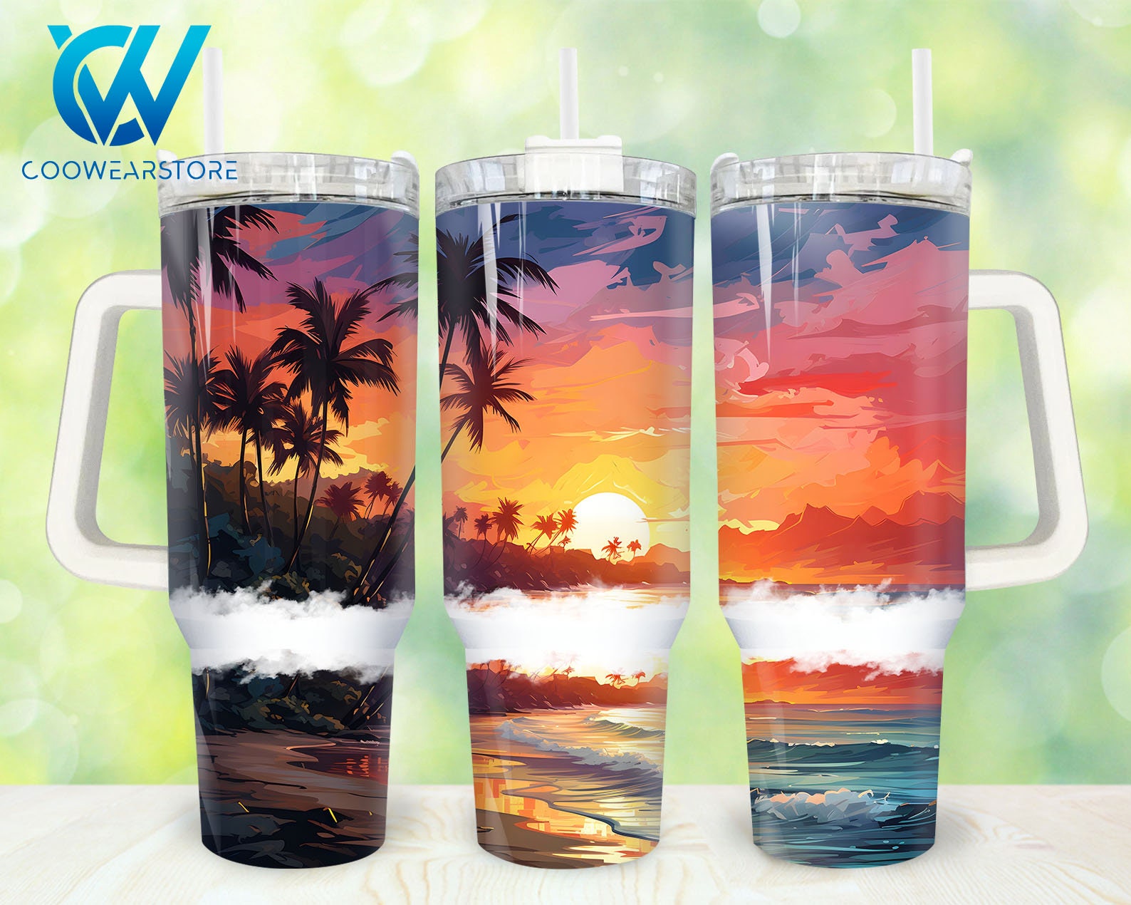 Tropical Sunset Custom Stanley Cup 40 oz 30 oz Tumbler With HandleTVC2301858