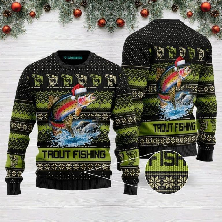 Trout Fishing For Ugly Christmas Sweater Adult 3D Funny Matching for family